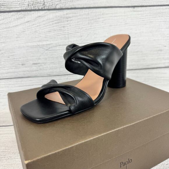 Linea Paolo Women's Black Imani Spring Heeled Sandals Size 9.5 - Picture 1 of 8